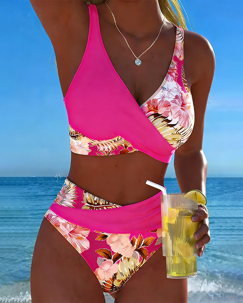 Bikini met Contrasterende Bloemenprint