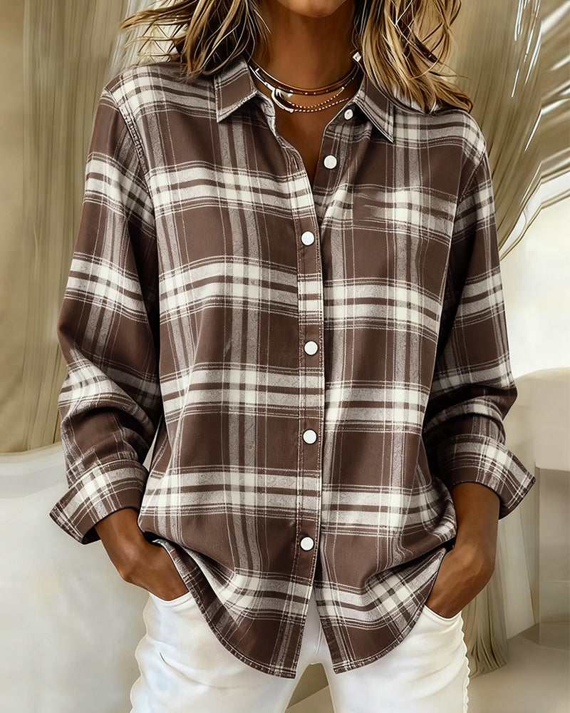 Shirt met Ruitpatroon en Ingesneden Kraag