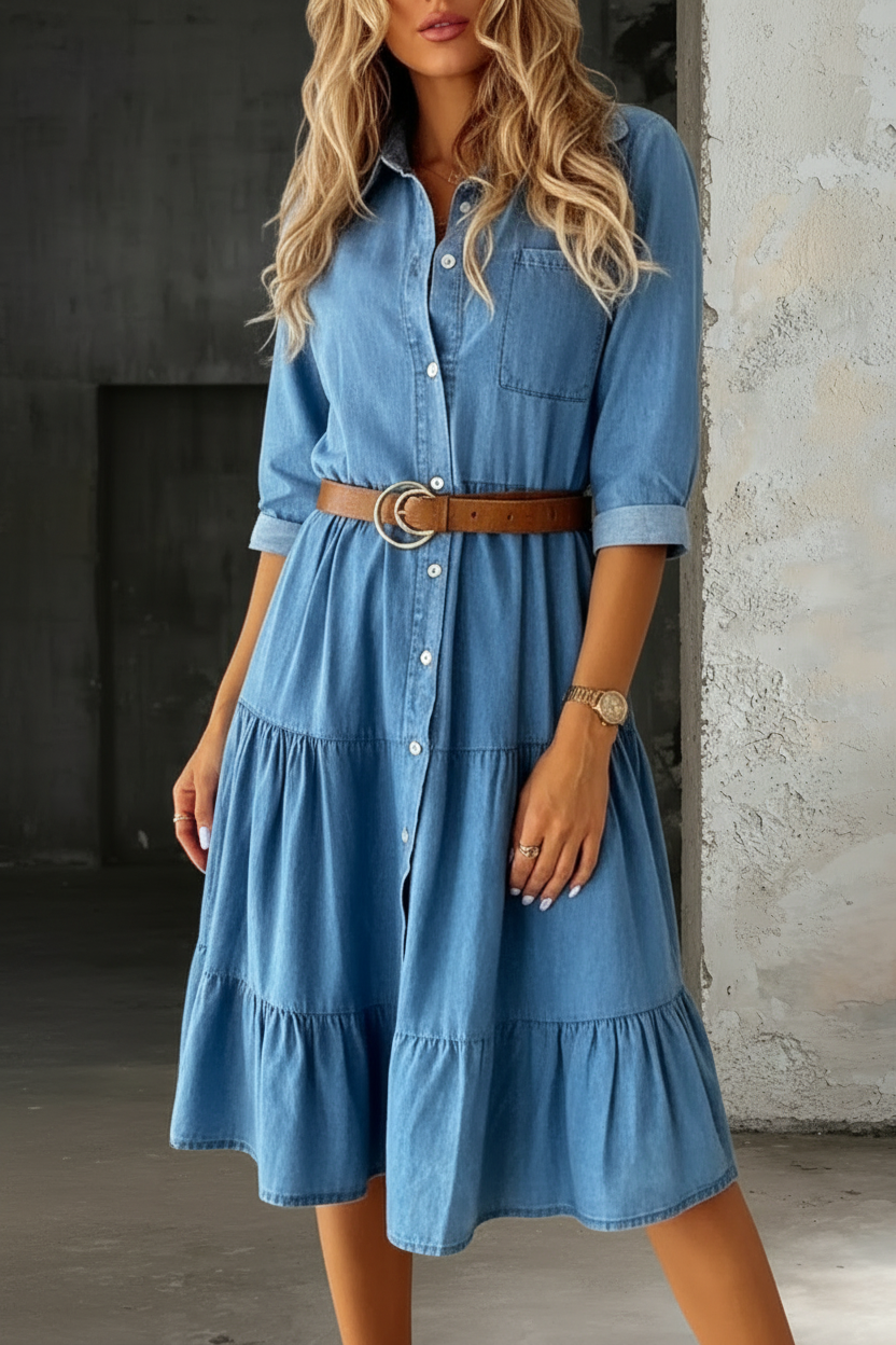 Barbara | Casual Elegante Denim Jurk