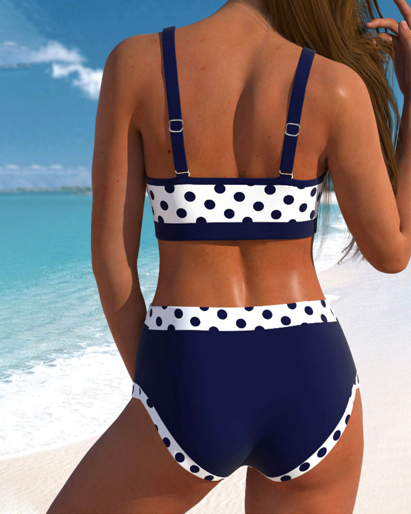Liesbeth - Bikini met Hoge Taille en Patchwork Ontwerp