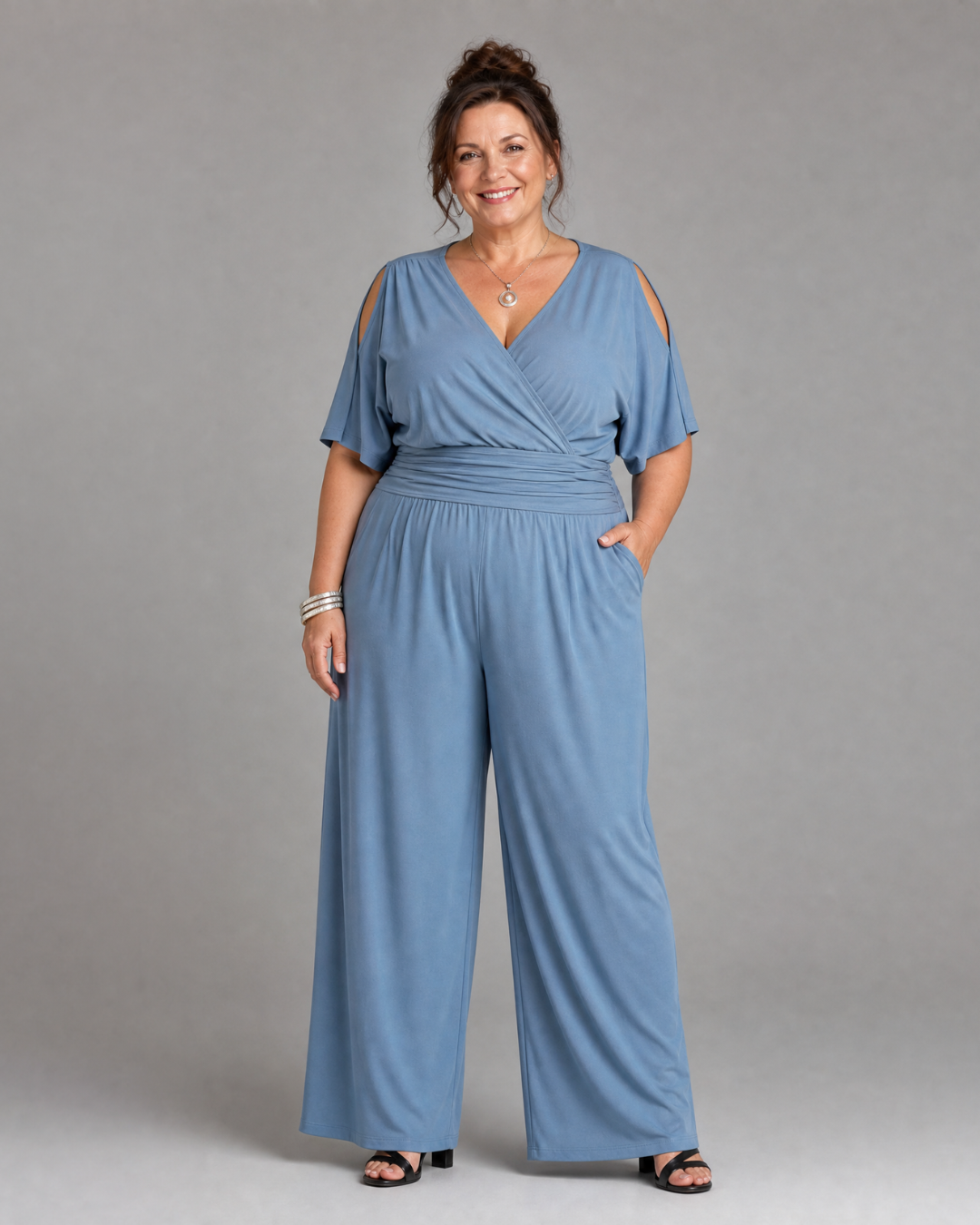 Nyxara | Koude Schouder Wrap Taille Relaxed Jumpsuit
