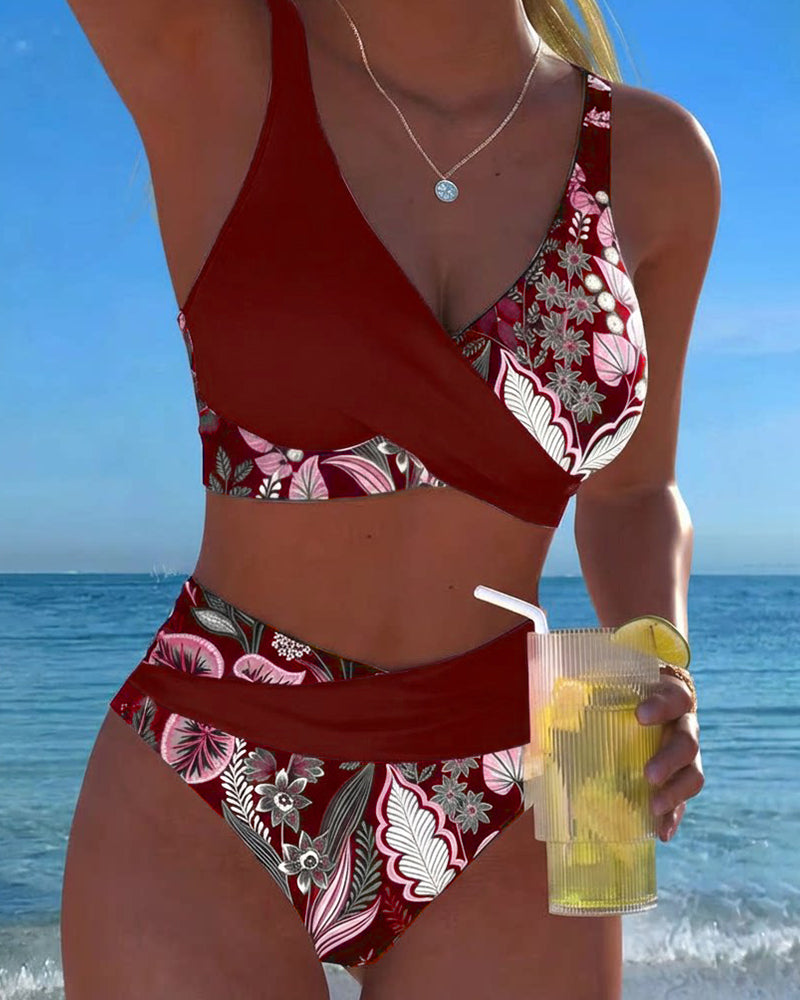 Bikini Contrastkleur Mode Bloem