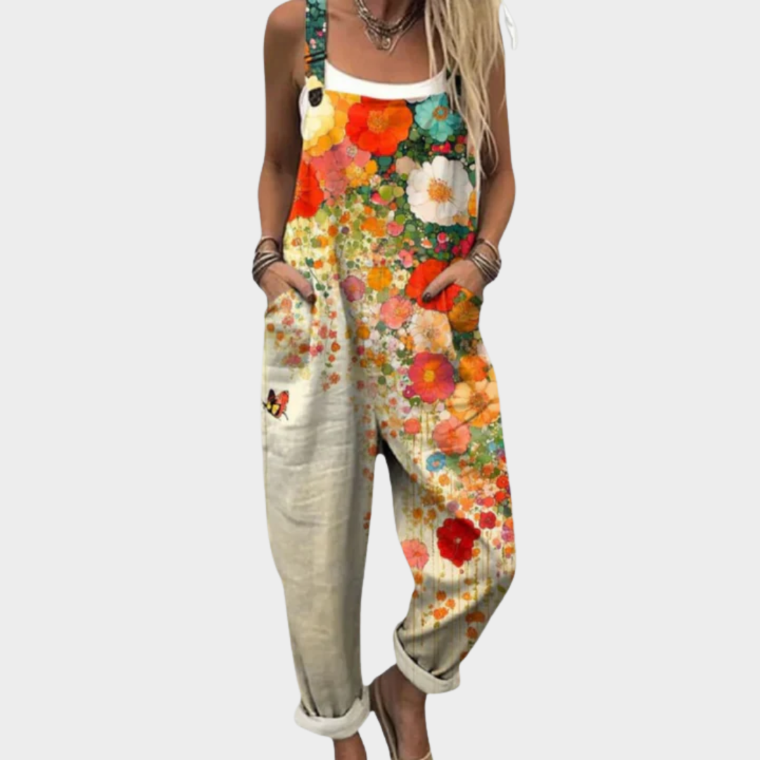 Sanne Linnen Jumpsuit met Bloemenprint