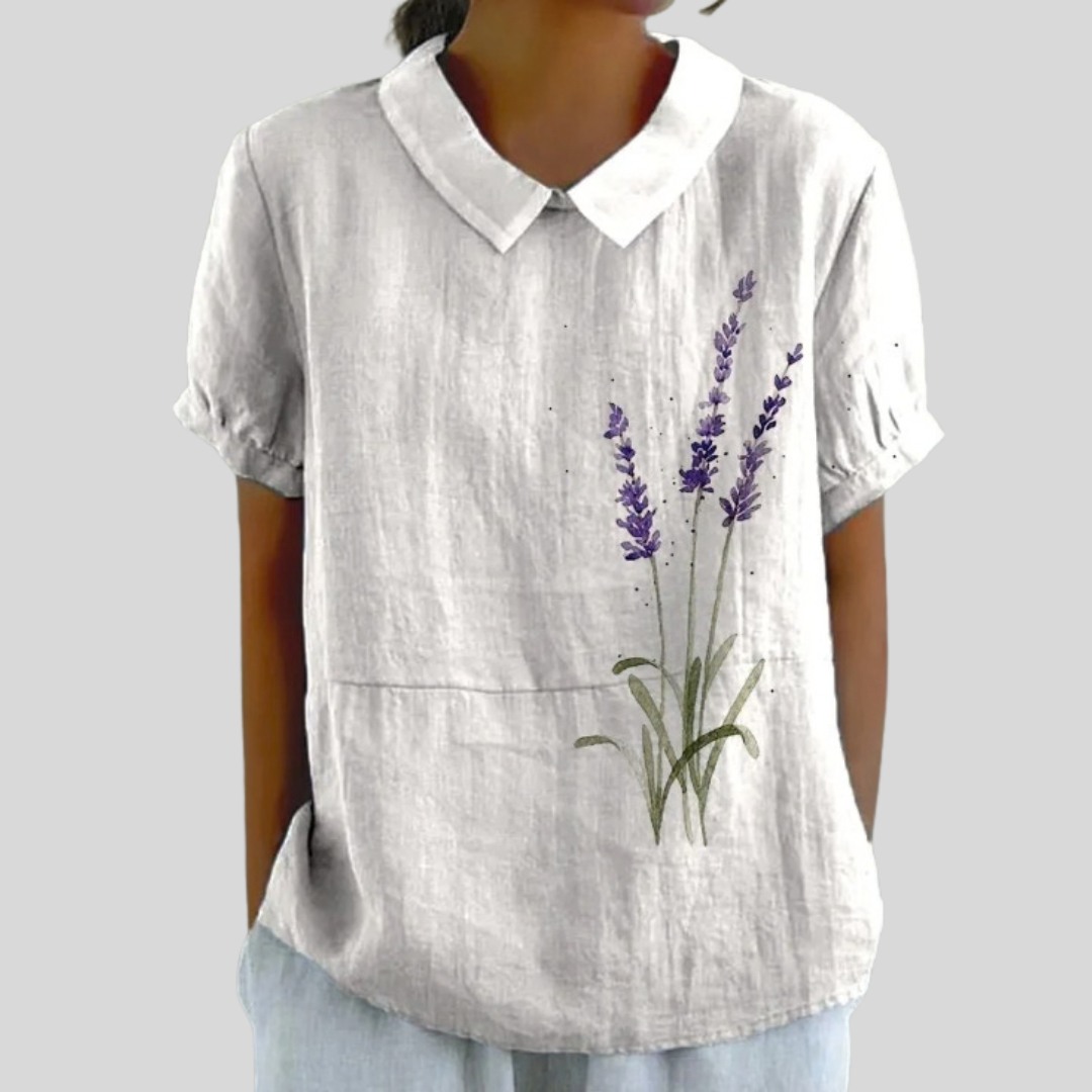 Renée | Minimalistische Bloes met Bloemenprint