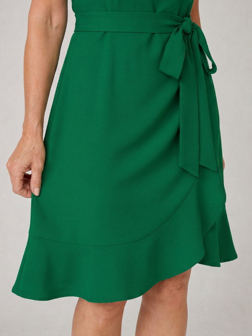 Ruosa | Mini-jurk met korte pofmouwen en zijstrikdetail