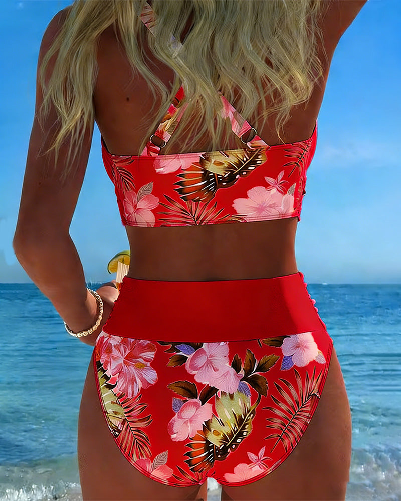 Bikini met Contrasterende Bloemenprint