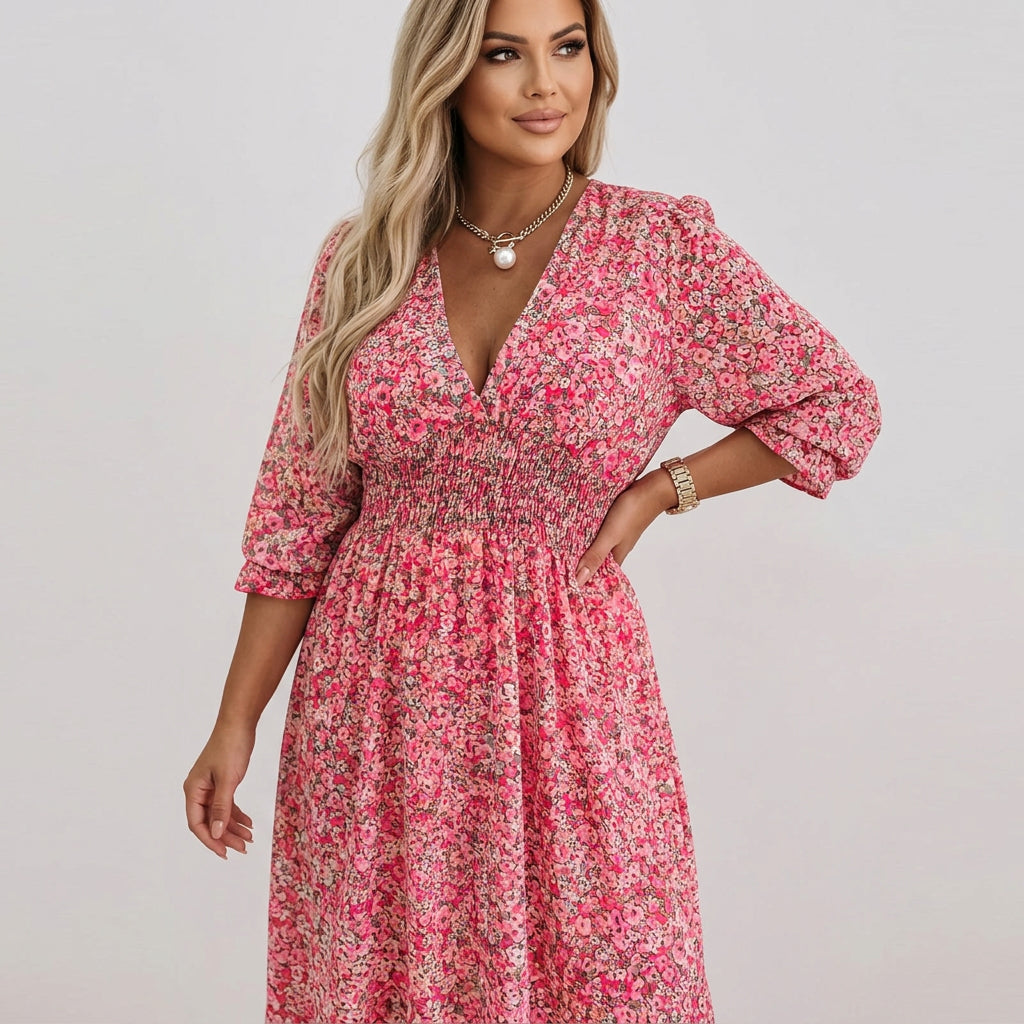 Linnea | Bloemen Puff Sleeve Jurk