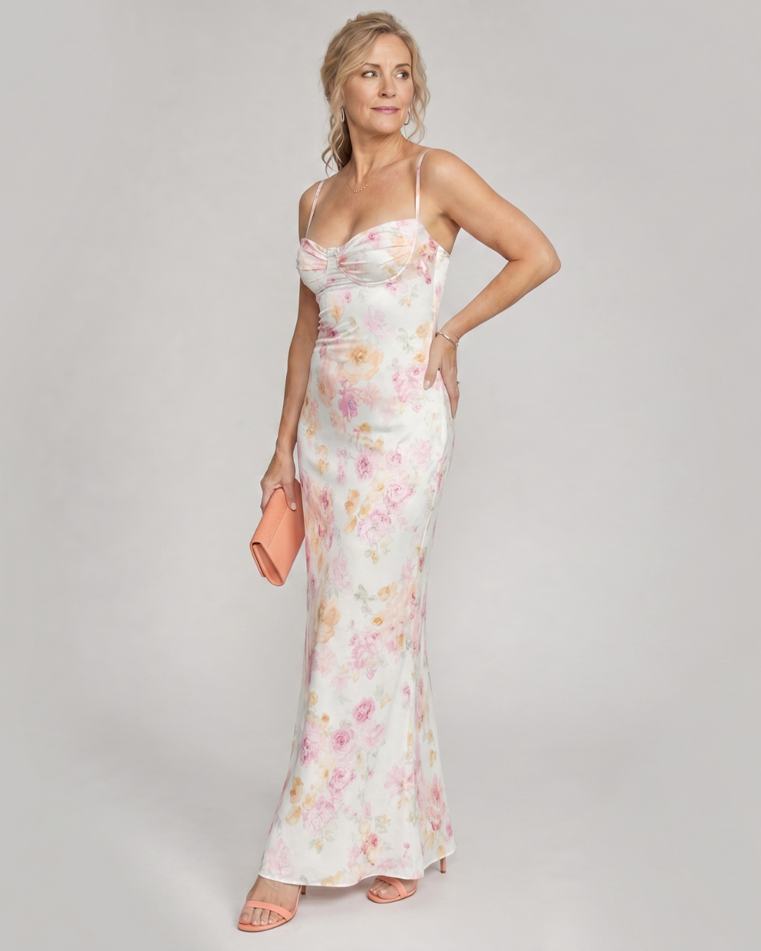 Colia | Zachte Bloemen Strapless Bodycon Maxi Jurk