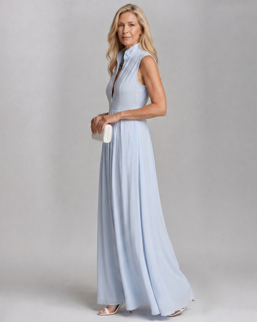 Virelia | Mouwloze Colbert Flowing Wide Leg Jumpsuit