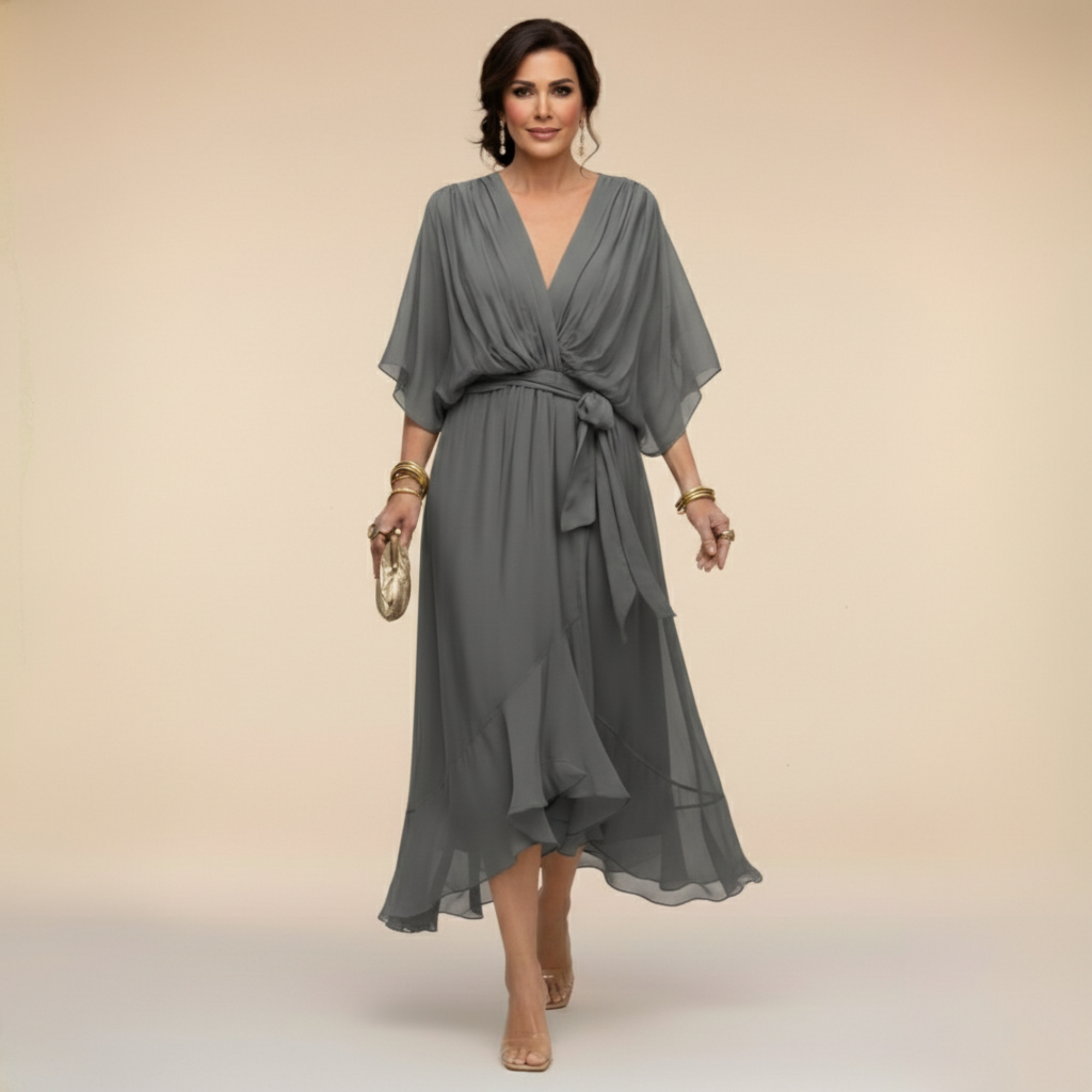 MARTA™ | CHIFFON JURK MET V-HALS