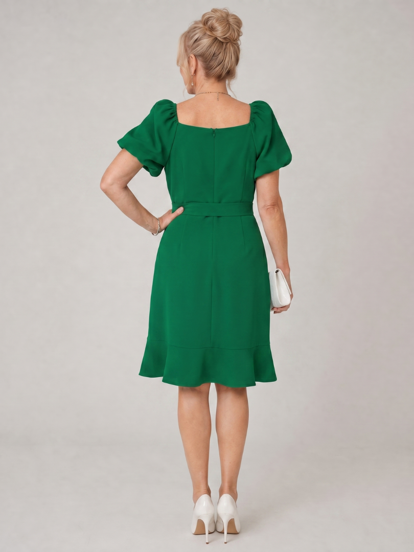 Ruosa | Mini-jurk met korte pofmouwen en zijstrikdetail