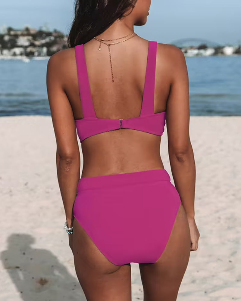 Hilde - Effen hoge taille badpak