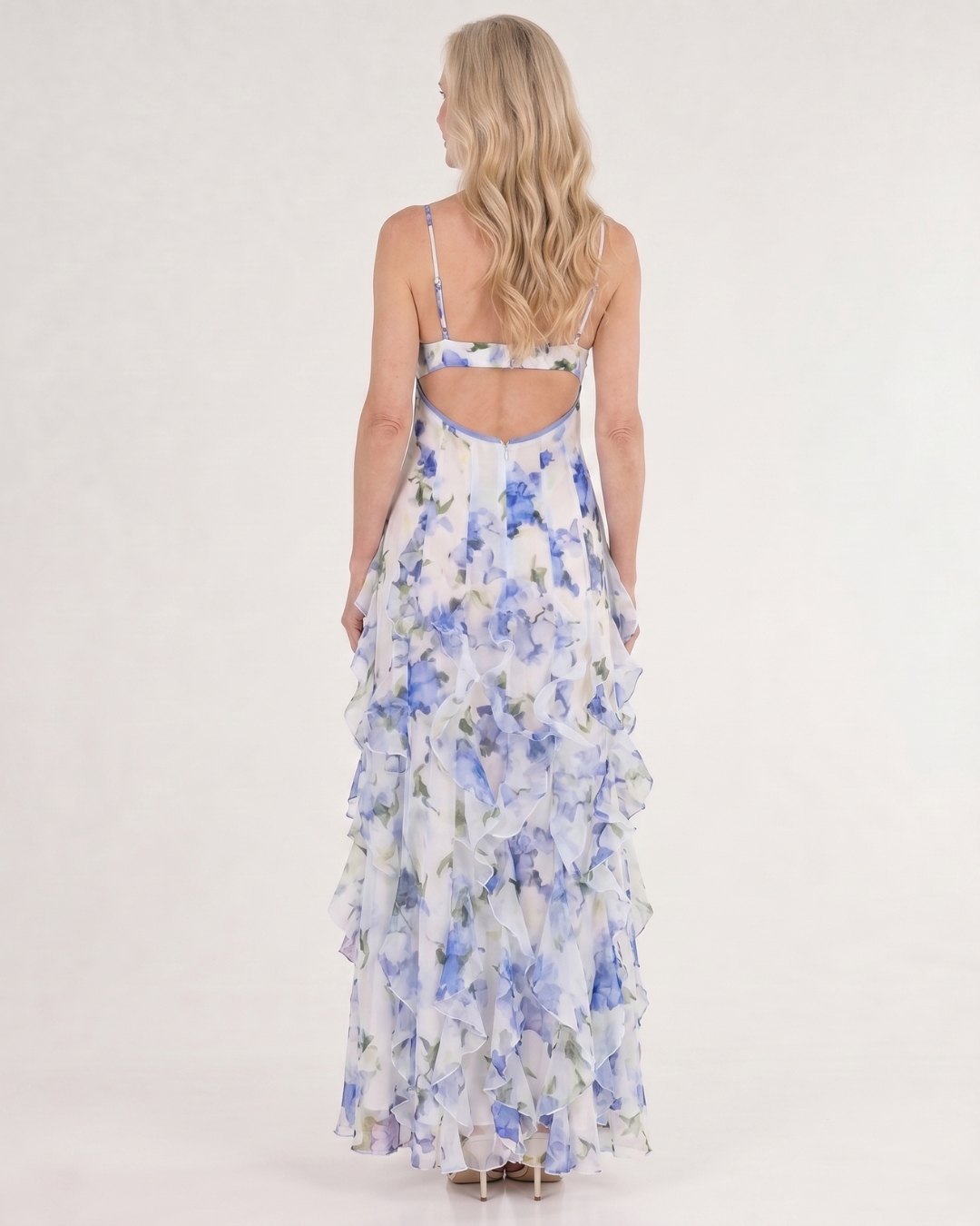 Vugeh | Watercolor Bloemen Rimpelzoom Mouwloze Midi Jurk