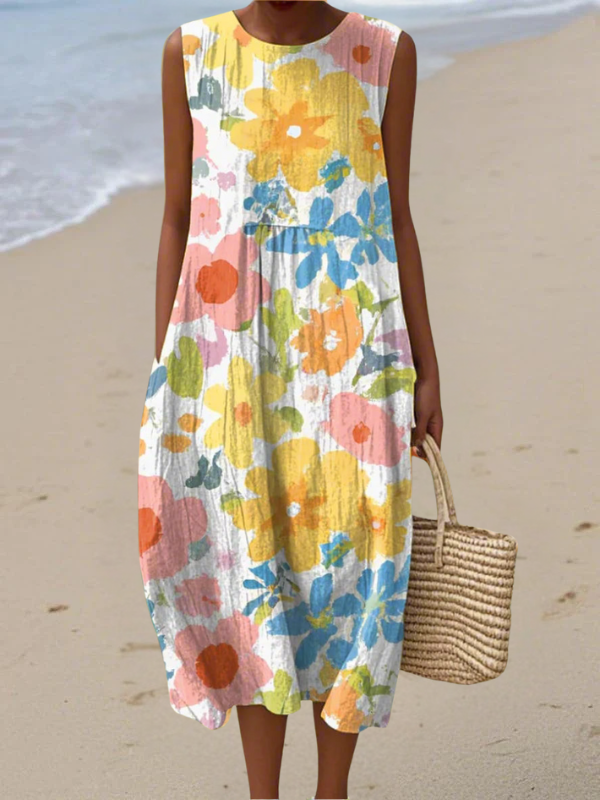 Ella Midi-jurk met pastelkleurige bloemen