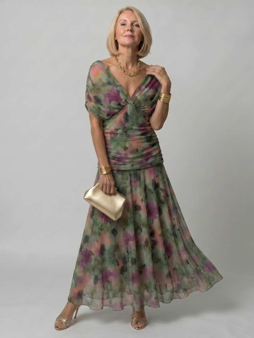 Calen | Off Shoulder Flow Midi Jurk