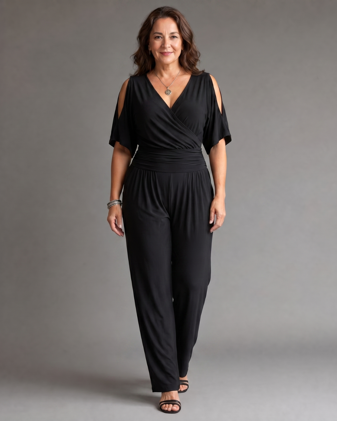 Nyxara | Koude Schouder Wrap Taille Relaxed Jumpsuit