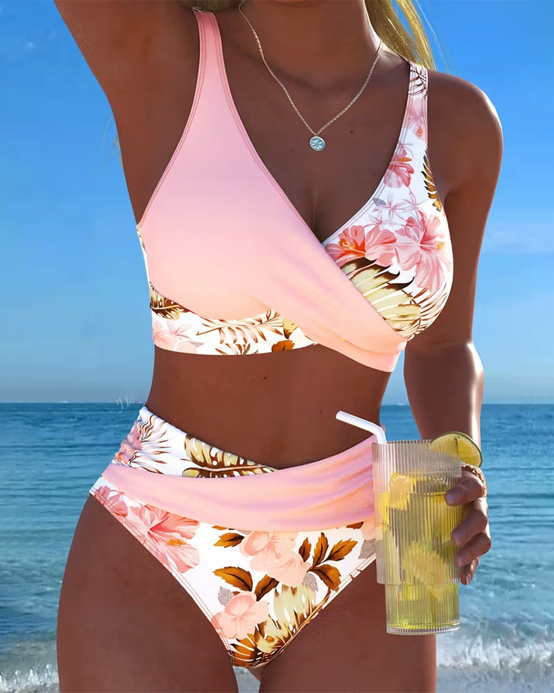 Bikini met Contrasterende Bloemenprint