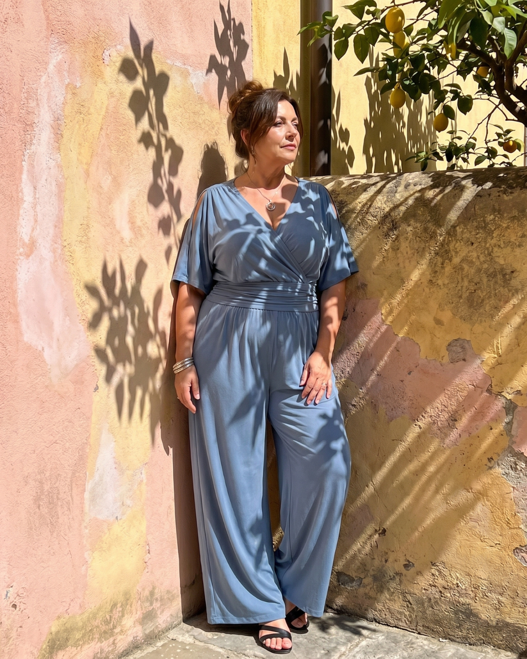 Nyxara | Koude Schouder Wrap Taille Relaxed Jumpsuit
