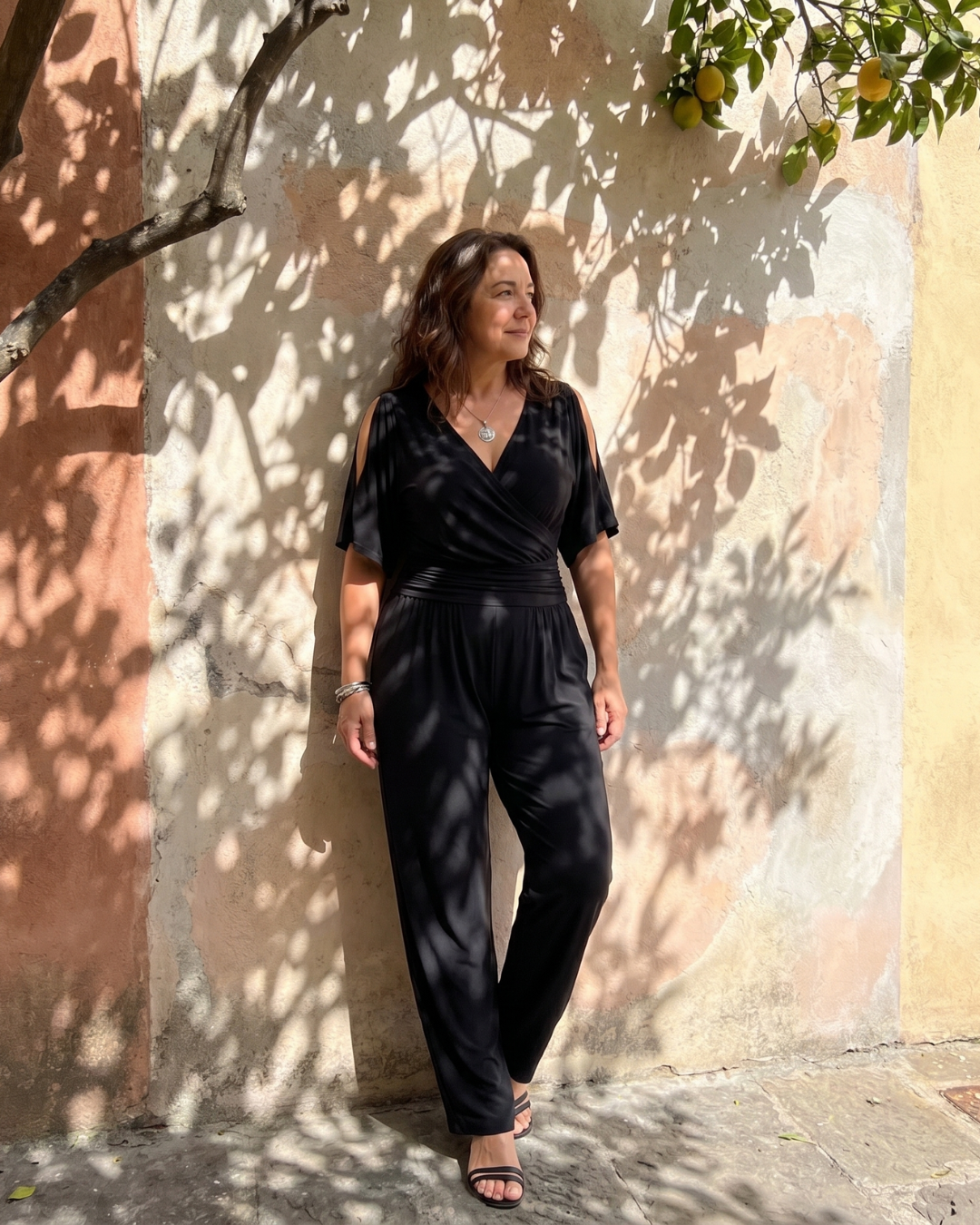 Nyxara | Koude Schouder Wrap Taille Relaxed Jumpsuit