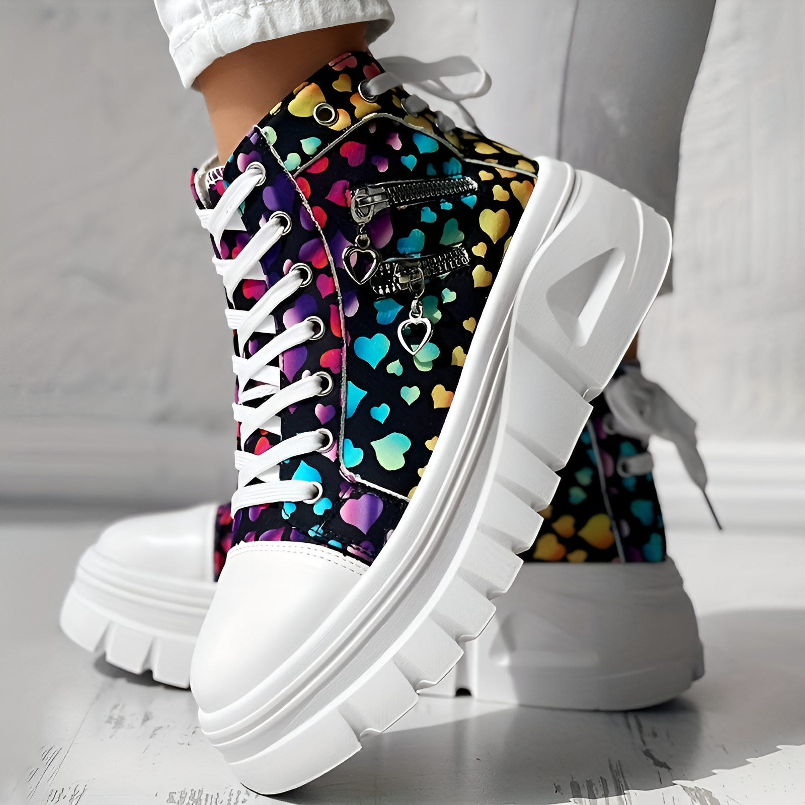 Elin | Orthopedische Hoge Sneakers met spijkerstof