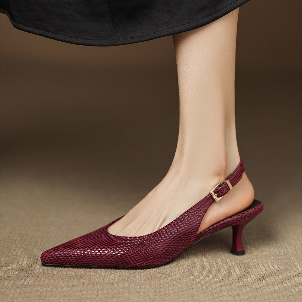 Céliane Puntige Leren Slingback Hakken