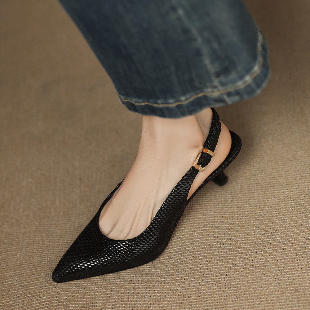 Céliane Puntige Leren Slingback Hakken