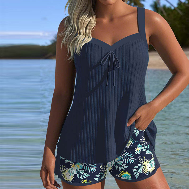 Bloom | Gestreepte tankini met twee-delige strandbroek