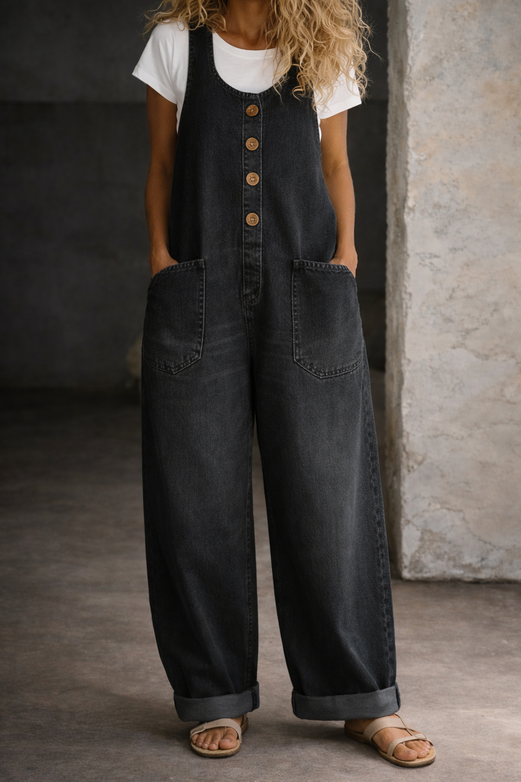 Bethany | Vintage Gewassen Katoenen Denim Overalls