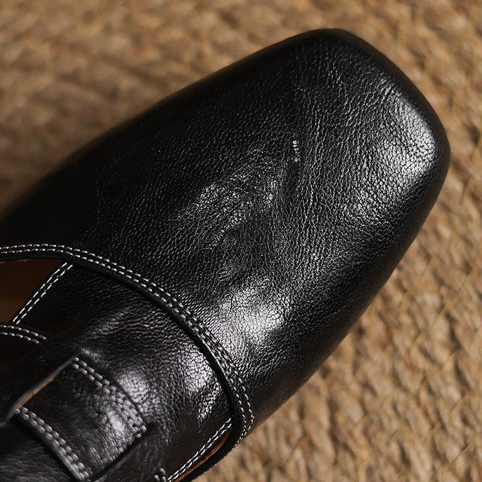 Rosel Vierkante Neus Leren Mules