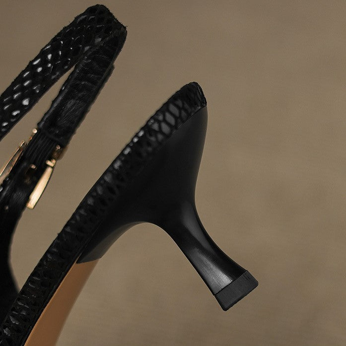 Céliane Puntige Leren Slingback Hakken