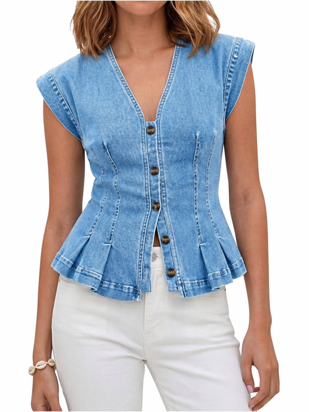 Viera | V-hals Denim Top