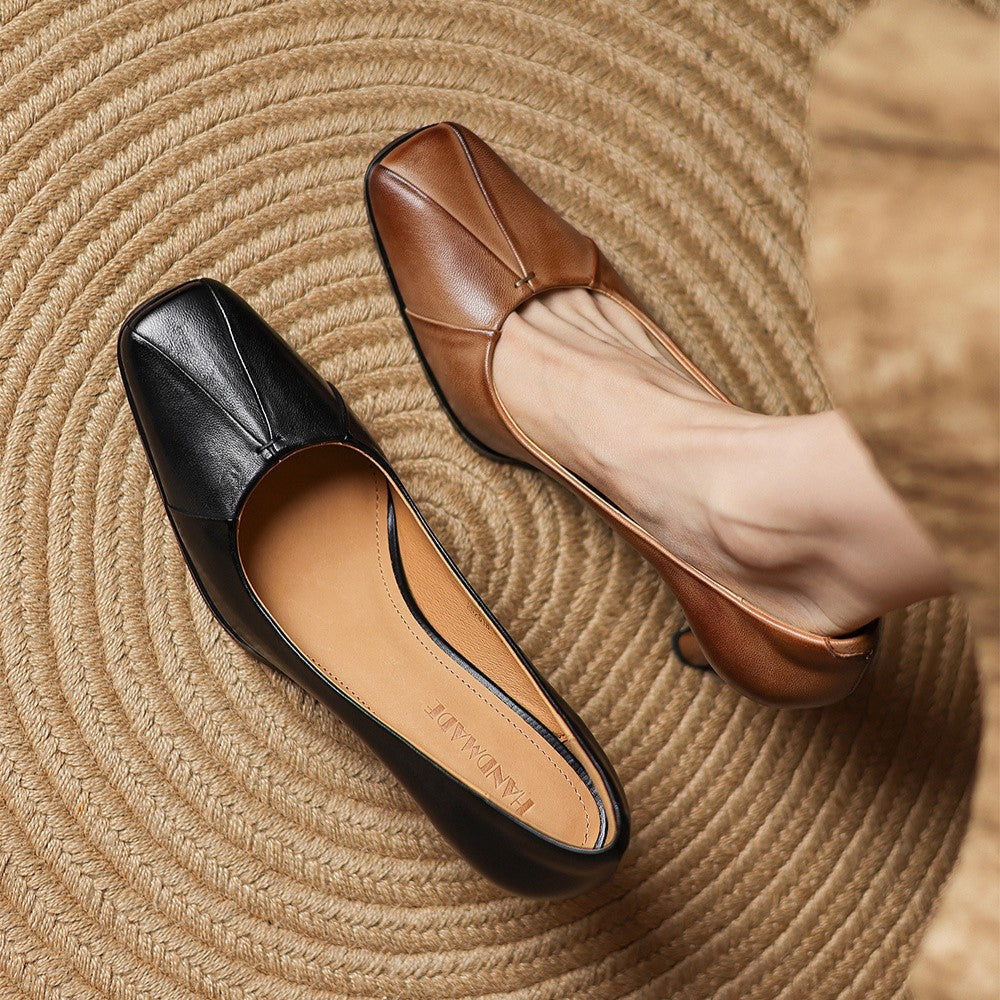 Marisol Leren Vierkante Pumps