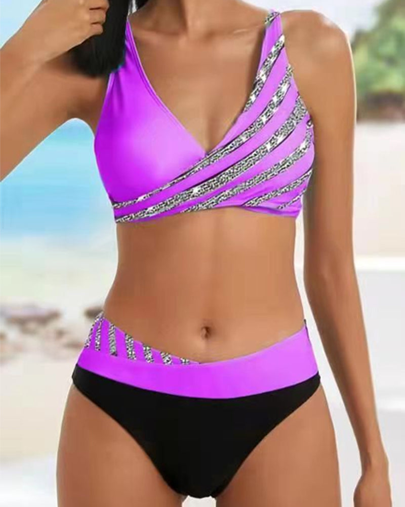 Mona - Bikini Gedrukt in Warme Tinten