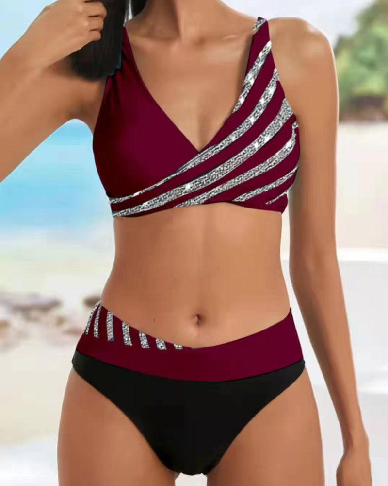 Mona - Bikini Gedrukt in Warme Tinten