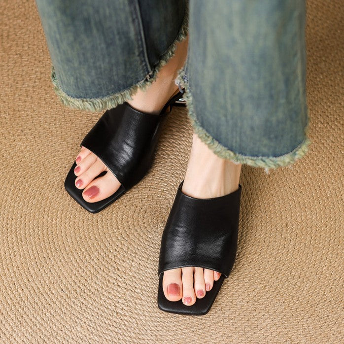 Virelle Curve Leren Mule Hakken