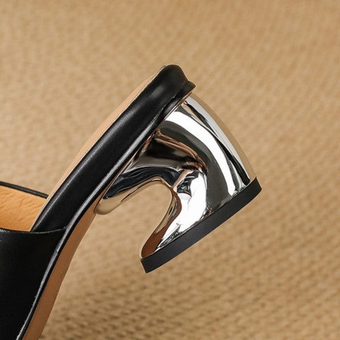 Virelle Curve Leren Mule Hakken