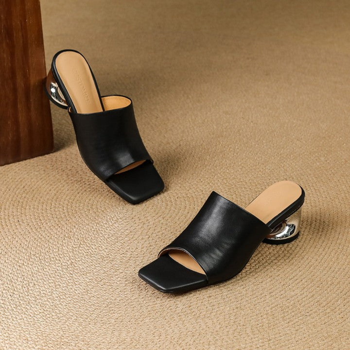Virelle Curve Leren Mule Hakken