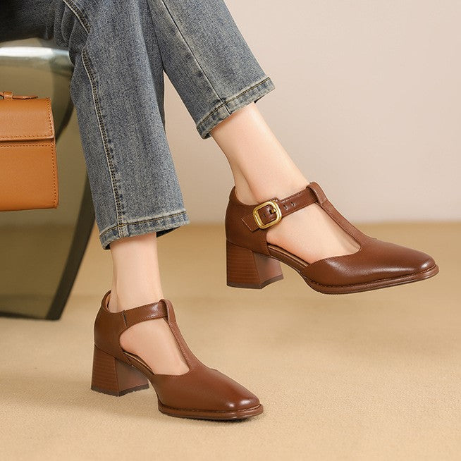 Marcele T-Strap Leren Pumps