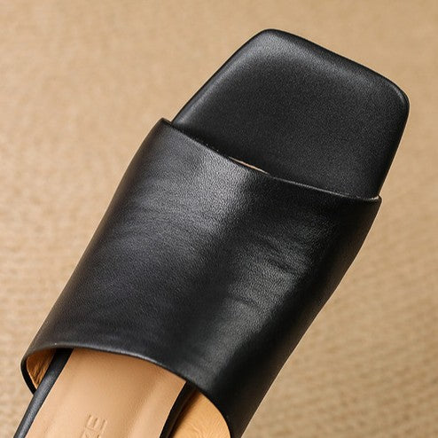 Virelle Curve Leren Muiltjes Hakken