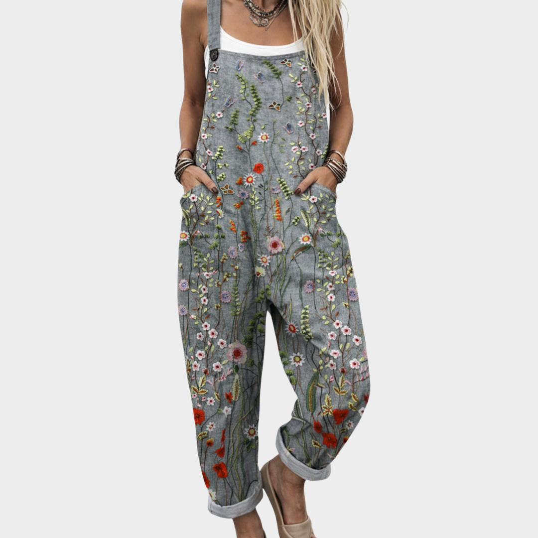 Sanne Linnen Jumpsuit met Bloemenprint