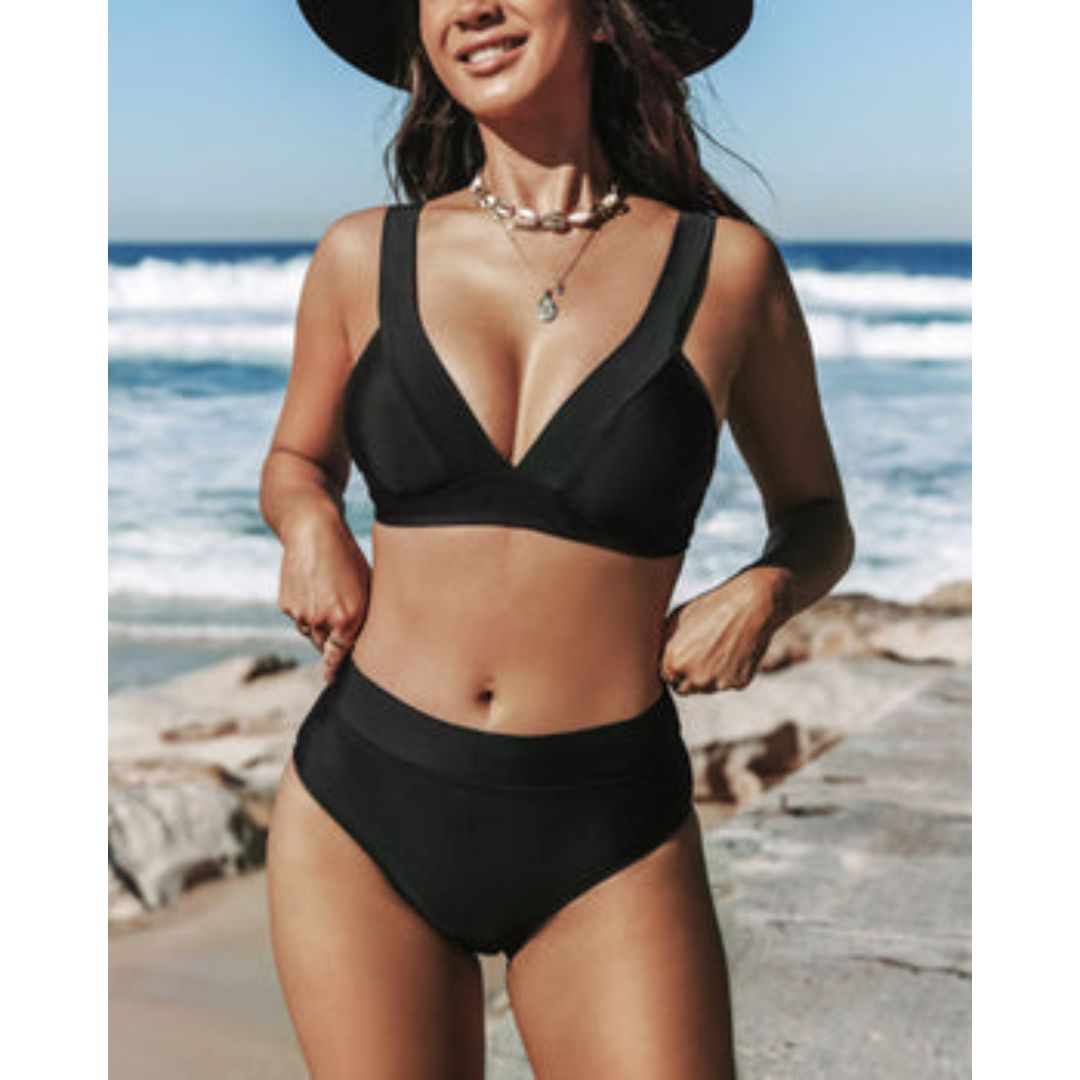 Hilde - Effen hoge taille badpak