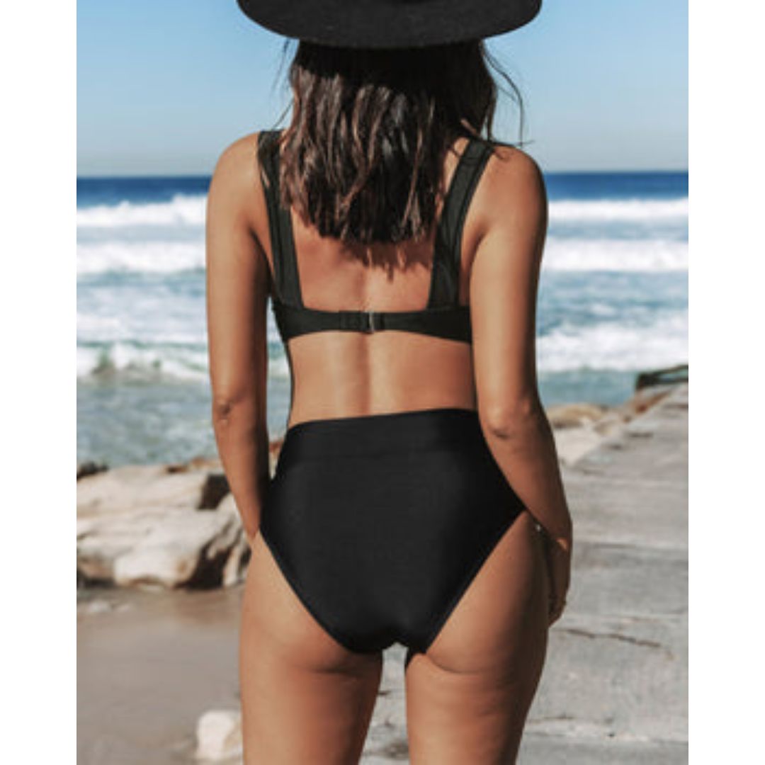 Hilde - Effen hoge taille badpak
