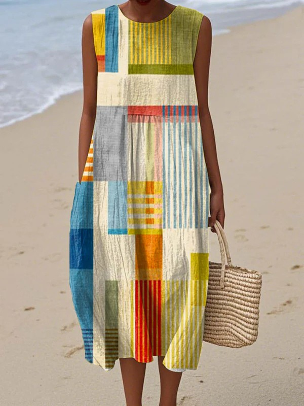 Eve Geometrische Midi Jurk