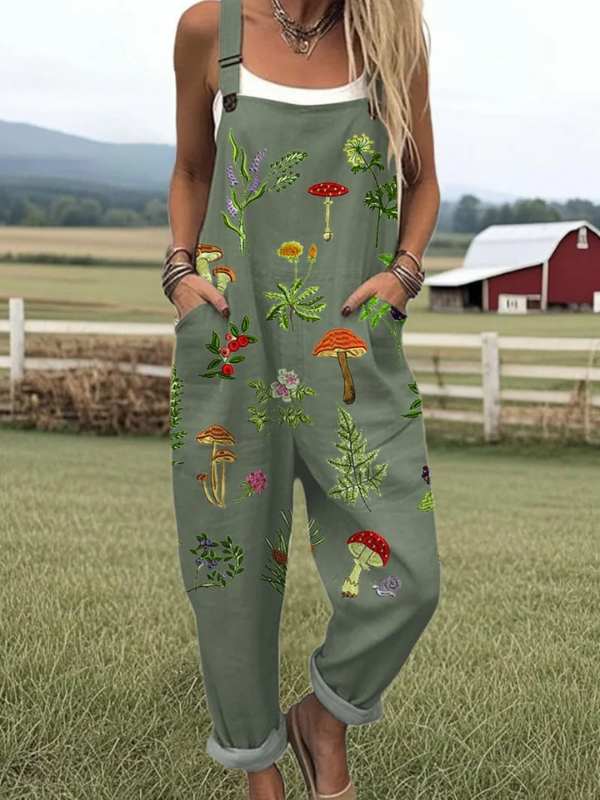 Natuur geïnspireerde borduursels Dungarees