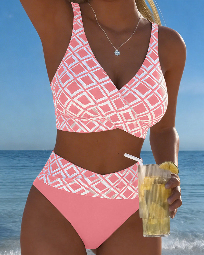 Bikini in Twee Stukken Met Bh Snit En Diamantmotief