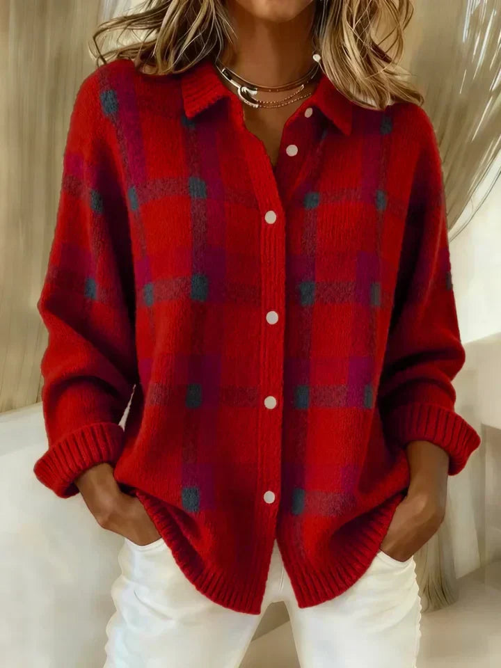 Emily – Geruite Gebreide Blouse