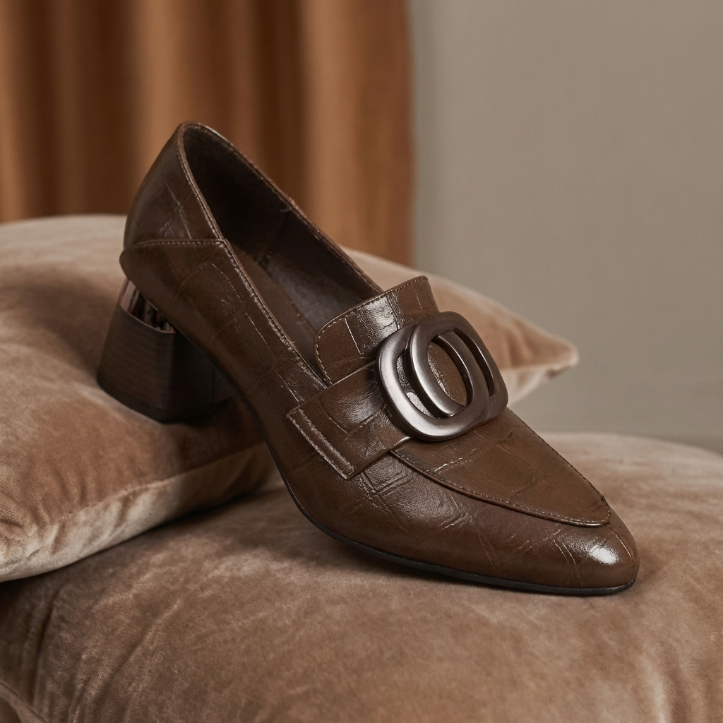 Valora Leren Loafers Hakken