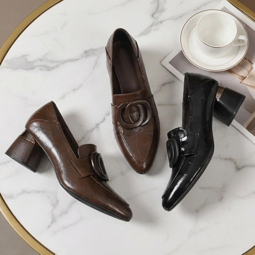 Valora Leren Loafers Hakken