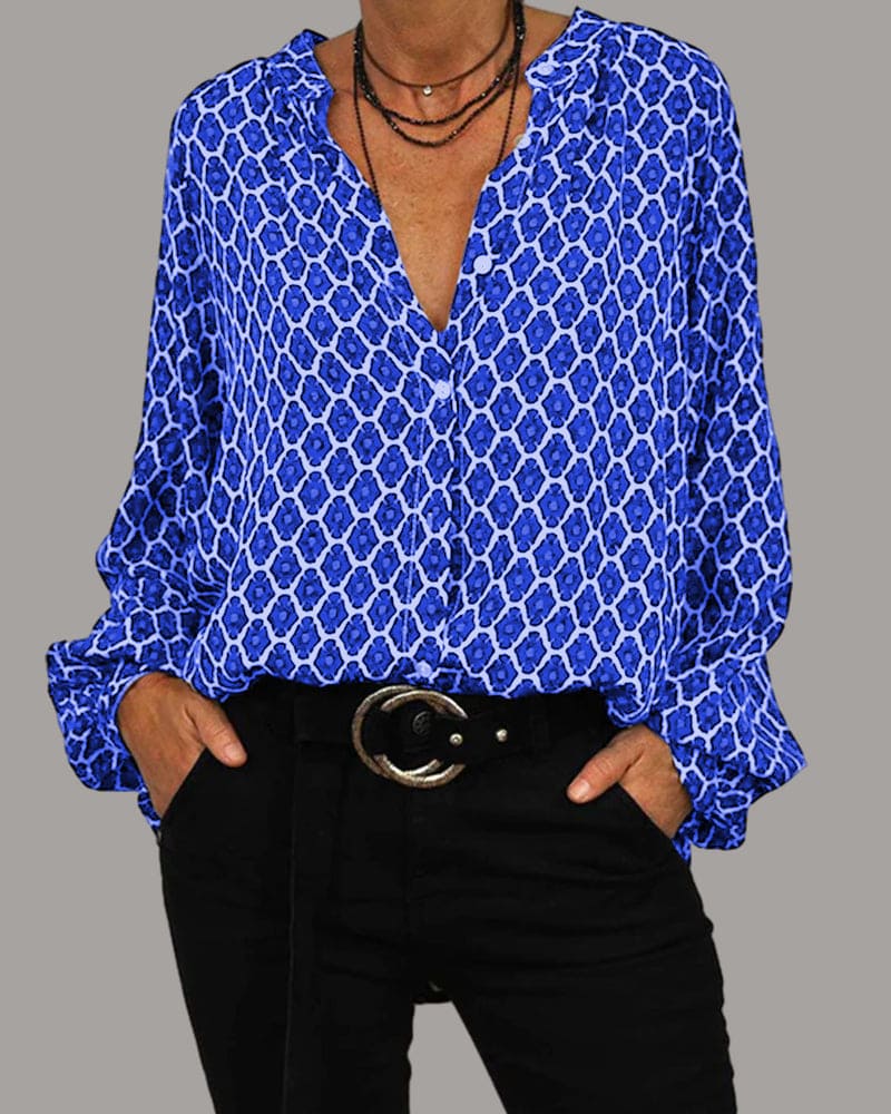 Relaxed V-Hals Midi-Shirt